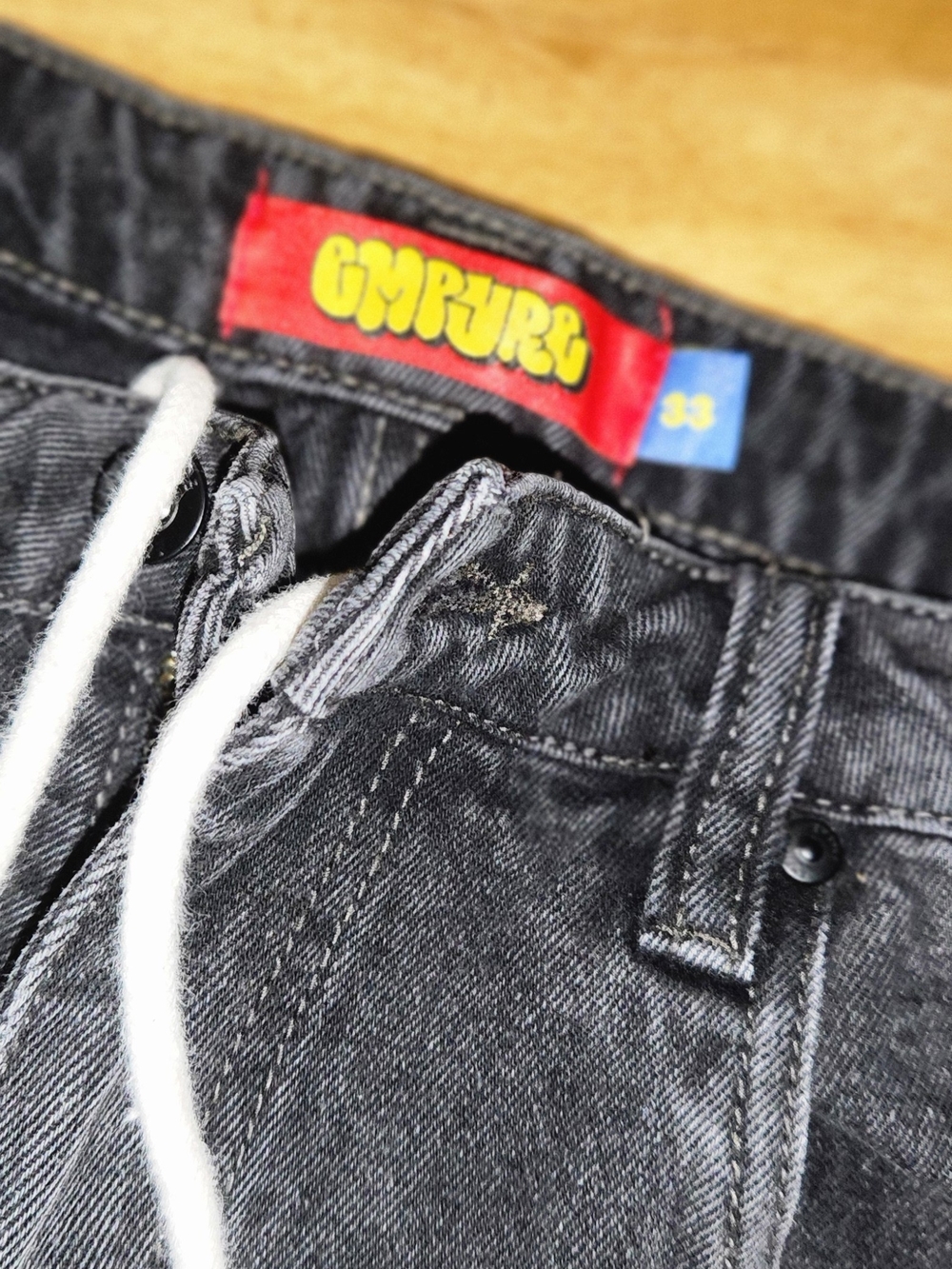 Empyre Men's Black Drawstring Baggy Wide Leg Jeans